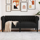 Two-seater Chesterfield-style sofa fabric black