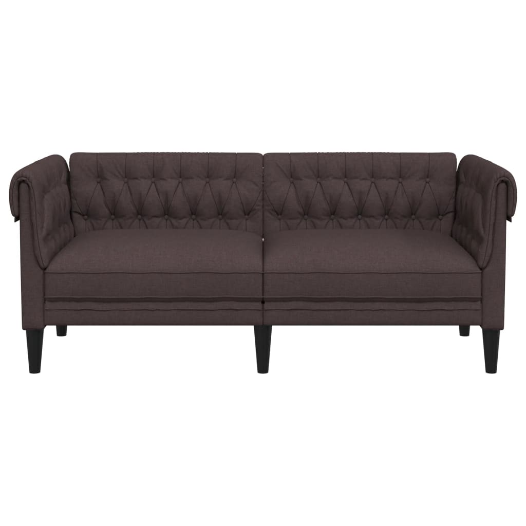 Tweezitsbank Chesterfield-Stijl Stof Donkerbruin