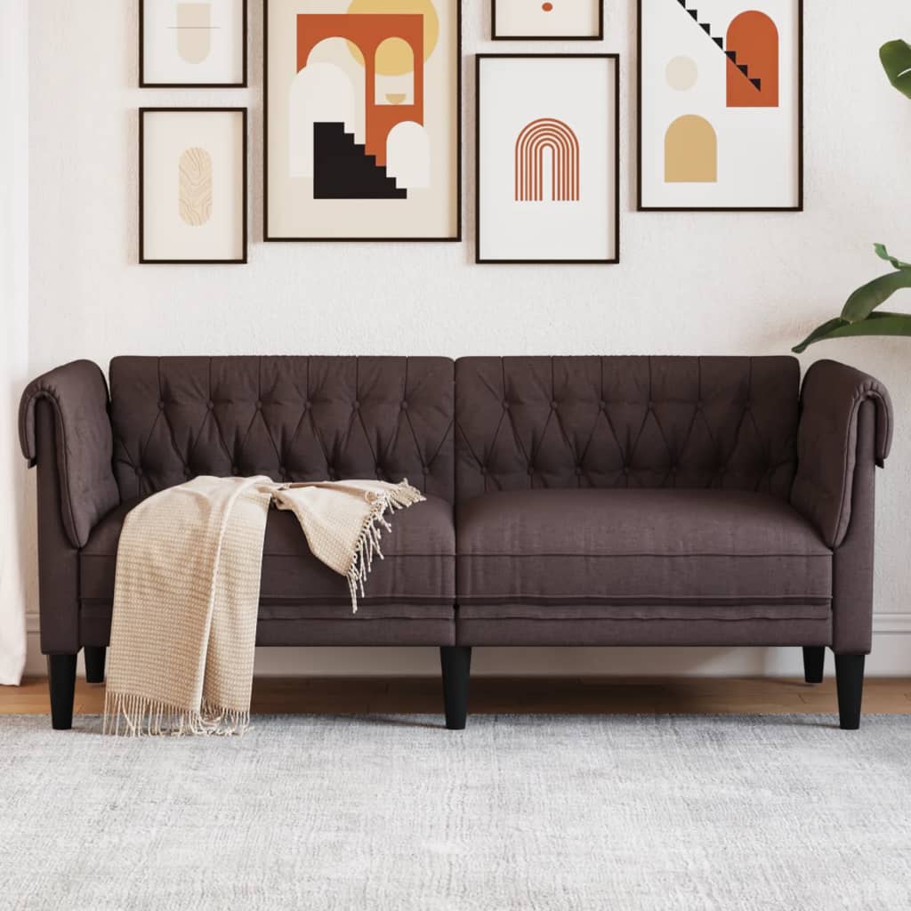 Tweezitsbank Chesterfield-Stijl Stof Donkerbruin