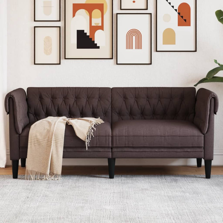 Tweezitsbank Chesterfield-Stijl Stof Donkerbruin