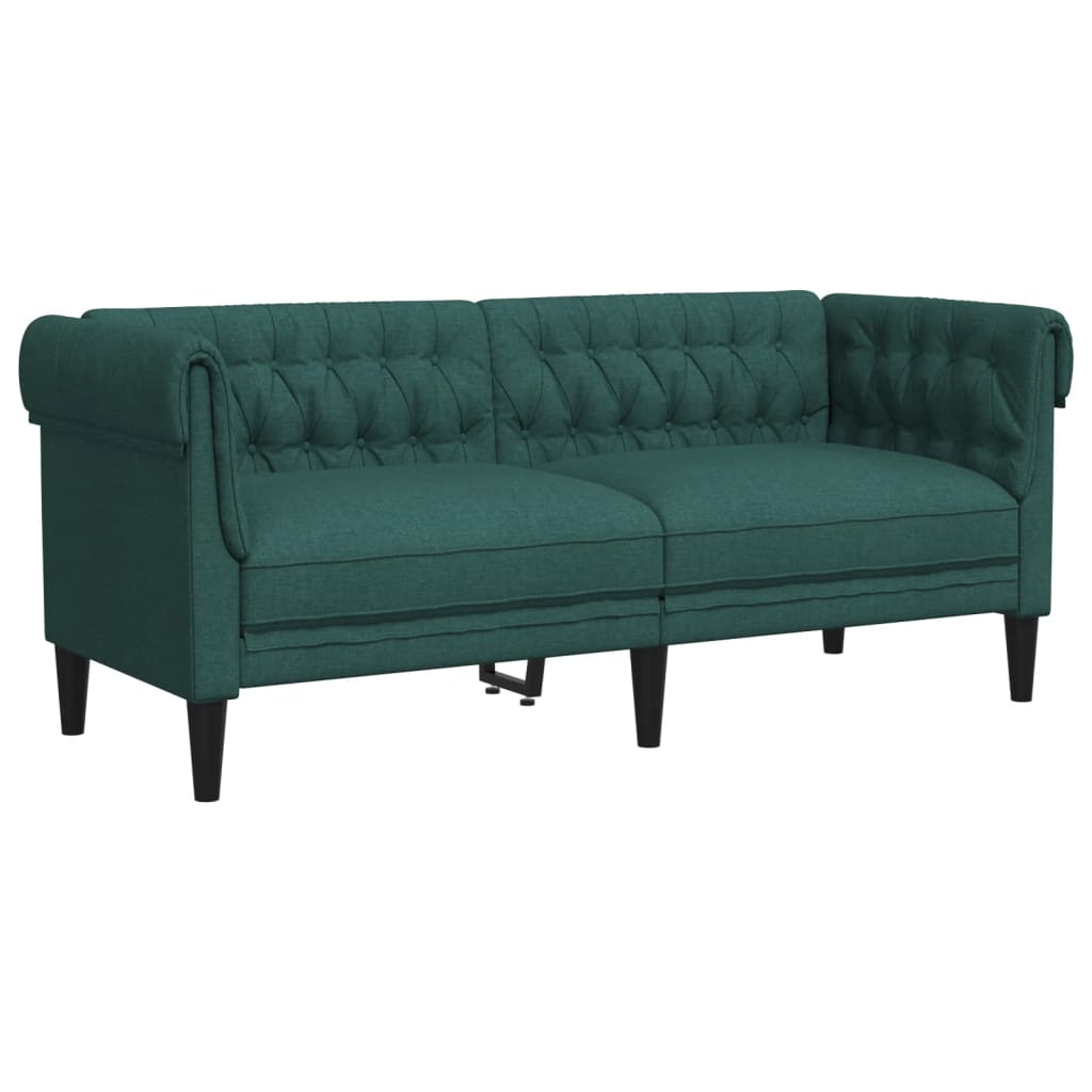 Tweezitsbank Chesterfield-Stijl Stof Donkergroen