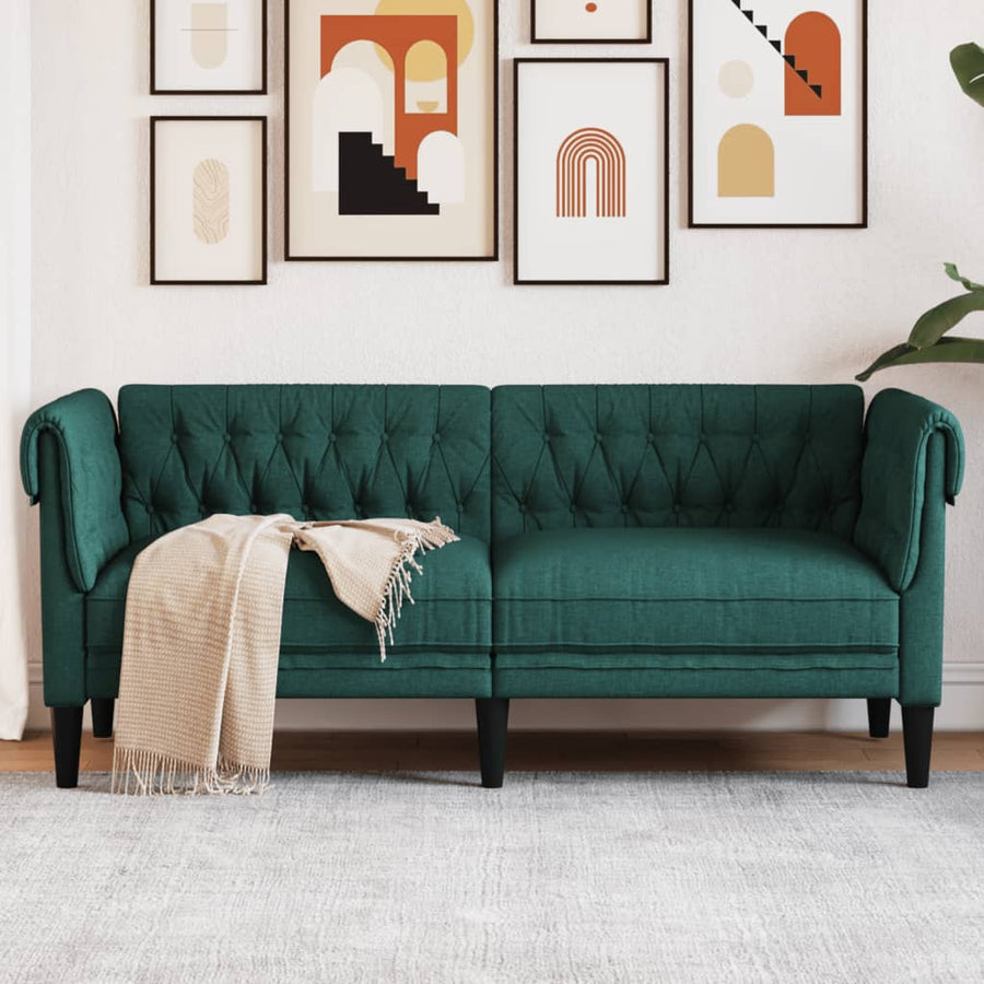 Tweezitsbank Chesterfield-Stijl Stof Donkergroen