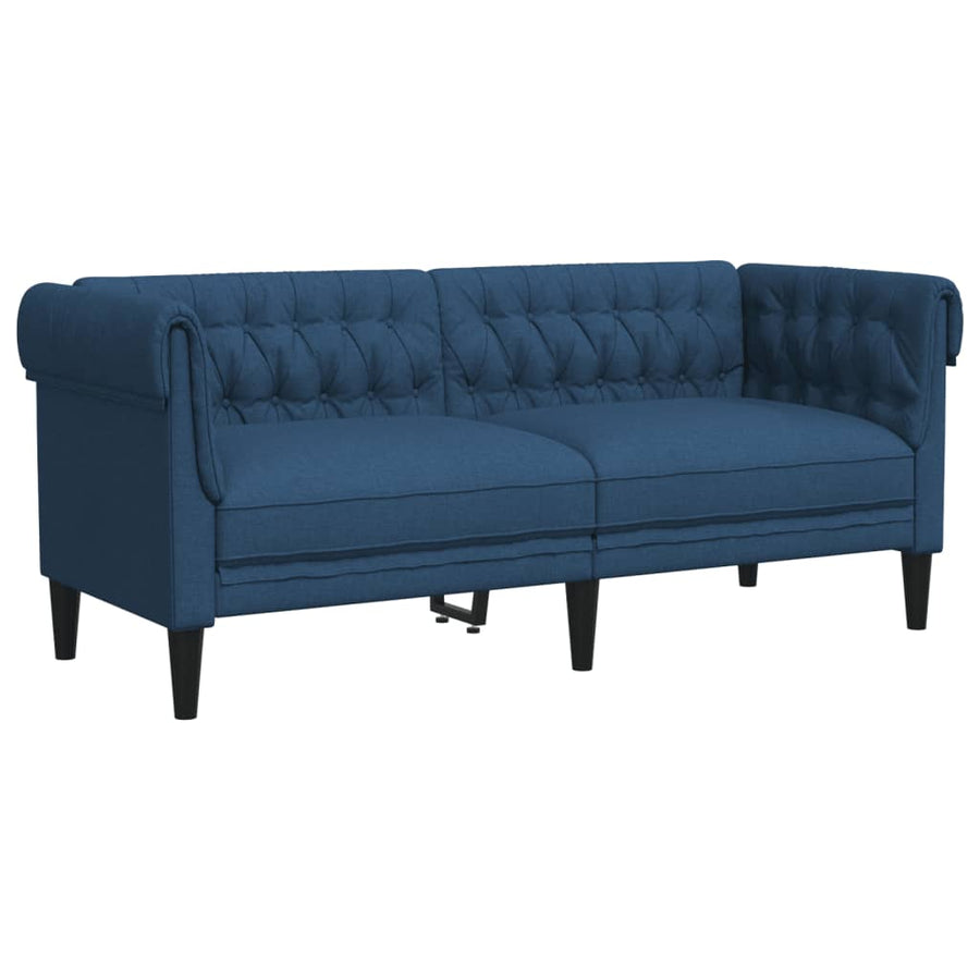 Tweezitsbank Chesterfield-Stijl Stof Blauw