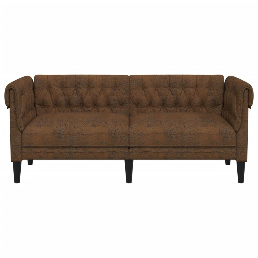 Tweezitsbank Chesterfield-stijl stof bruin