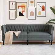 Three-seater Chesterfield-style sofa dark grey fabric