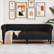 Driezitsbank stof zwart 201,5x74,5x74,5 cm
