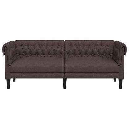 Driezitsbank Chesterfield-stijl stof donkerbruin