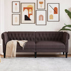 Three-seater sofa Chesterfield style fabric dark brown