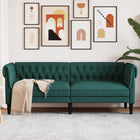 Driezitsbank Chesterfield stof donkergroen 201,5 cm