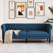 Three-seater sofa Chesterfield style fabric blue