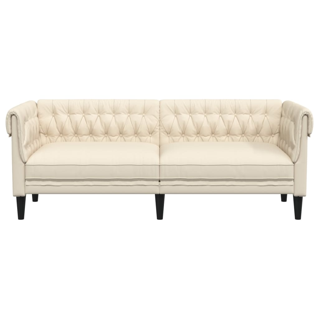 Driezitsbank Chesterfield-stijl stof crèmekleurig