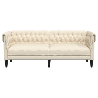 Driezitsbank Chesterfield-stijl stof crèmekleurig
