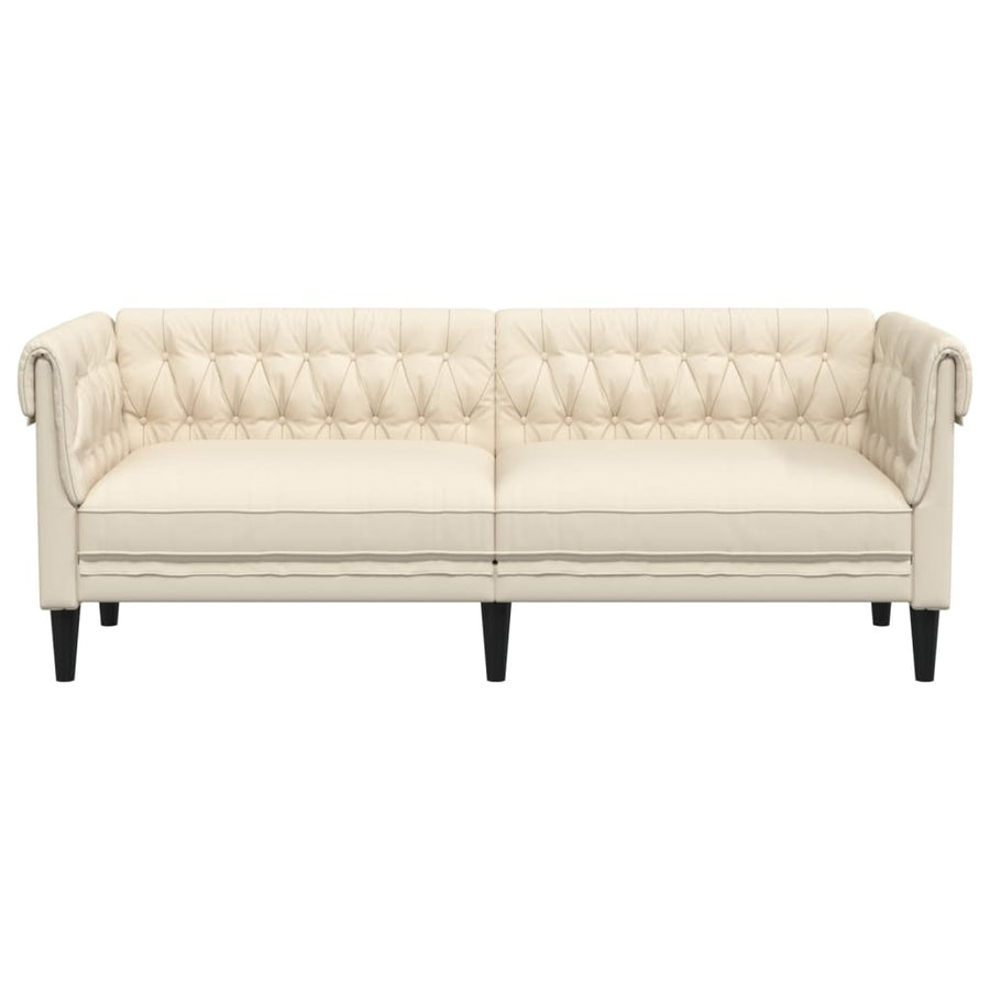 Driezitsbank Chesterfield-stijl stof crèmekleurig