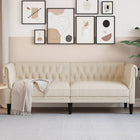 Three-seater Chesterfield-style linen sofa