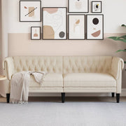 Three-seater Chesterfield-style linen sofa