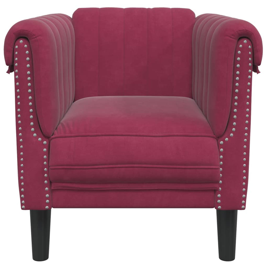 Fauteuil fluweel wijnrood