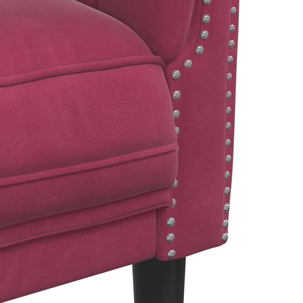Fauteuil fluweel wijnrood