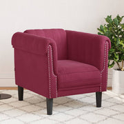 Fauteuil fluweel wijnrood 80x77x74 cm