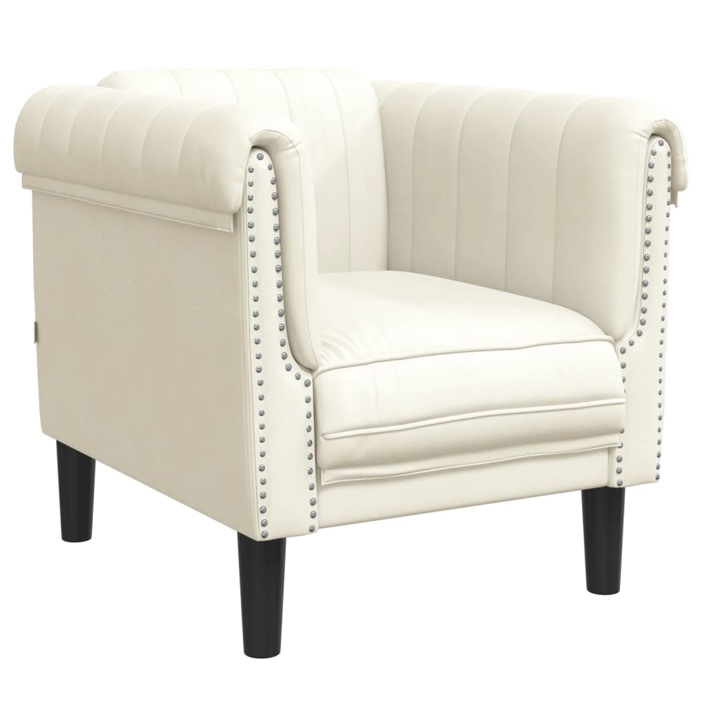 Fauteuil fluweel crèmekleurig