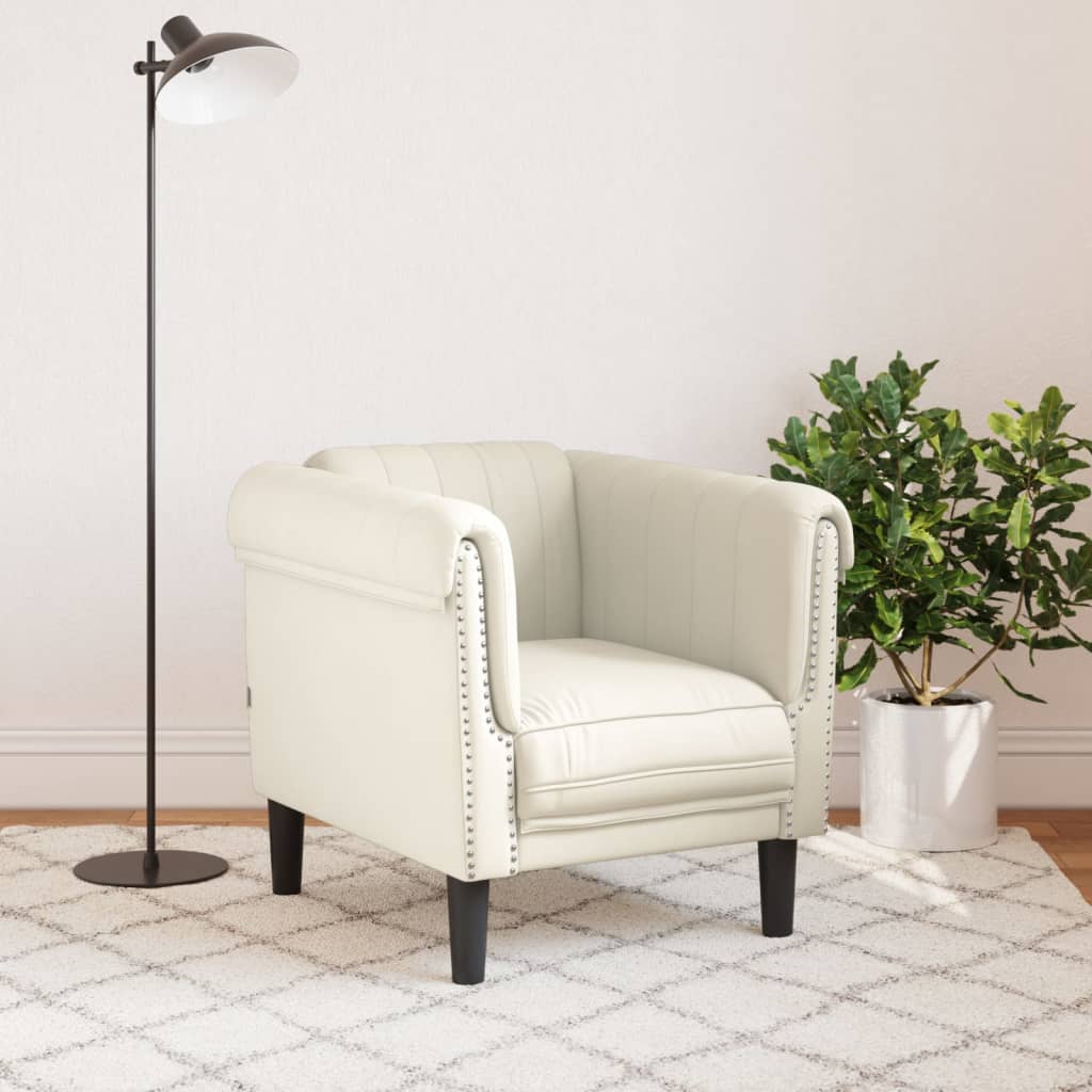 Fauteuil fluweel crèmekleurig