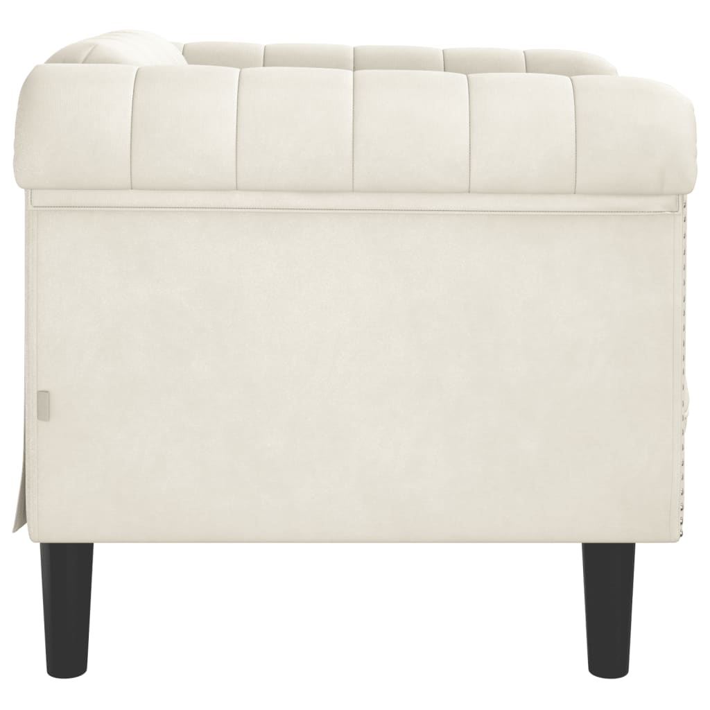 Fauteuil fluweel crèmekleurig