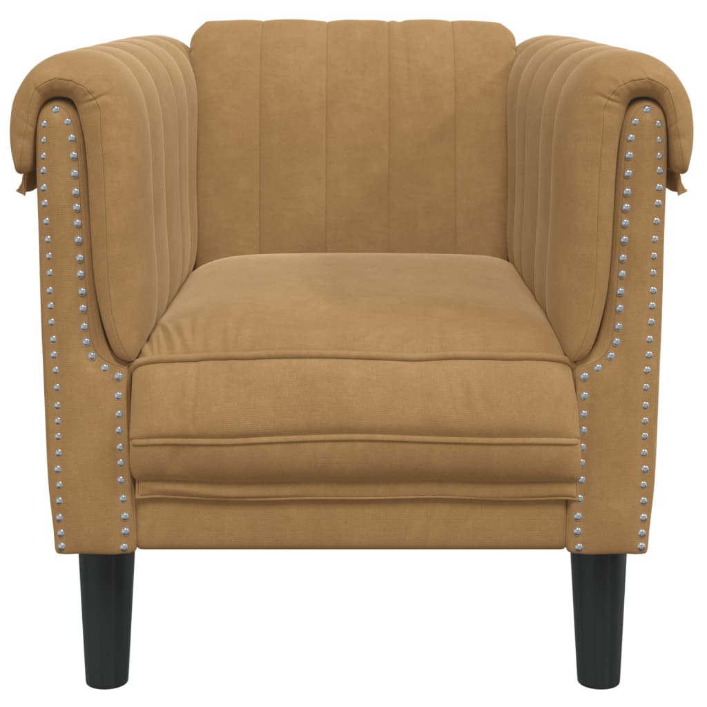 Fauteuil fluweel bruin