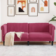 2-zitsbank fluweel wijnrood 182x77x74 cm
