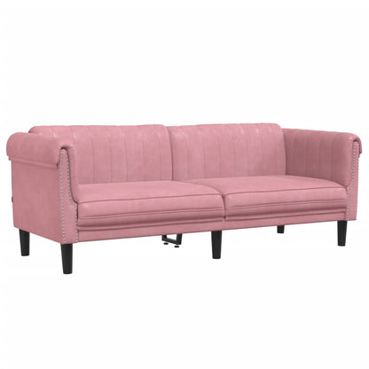 Driezitsbank fluweel roze
