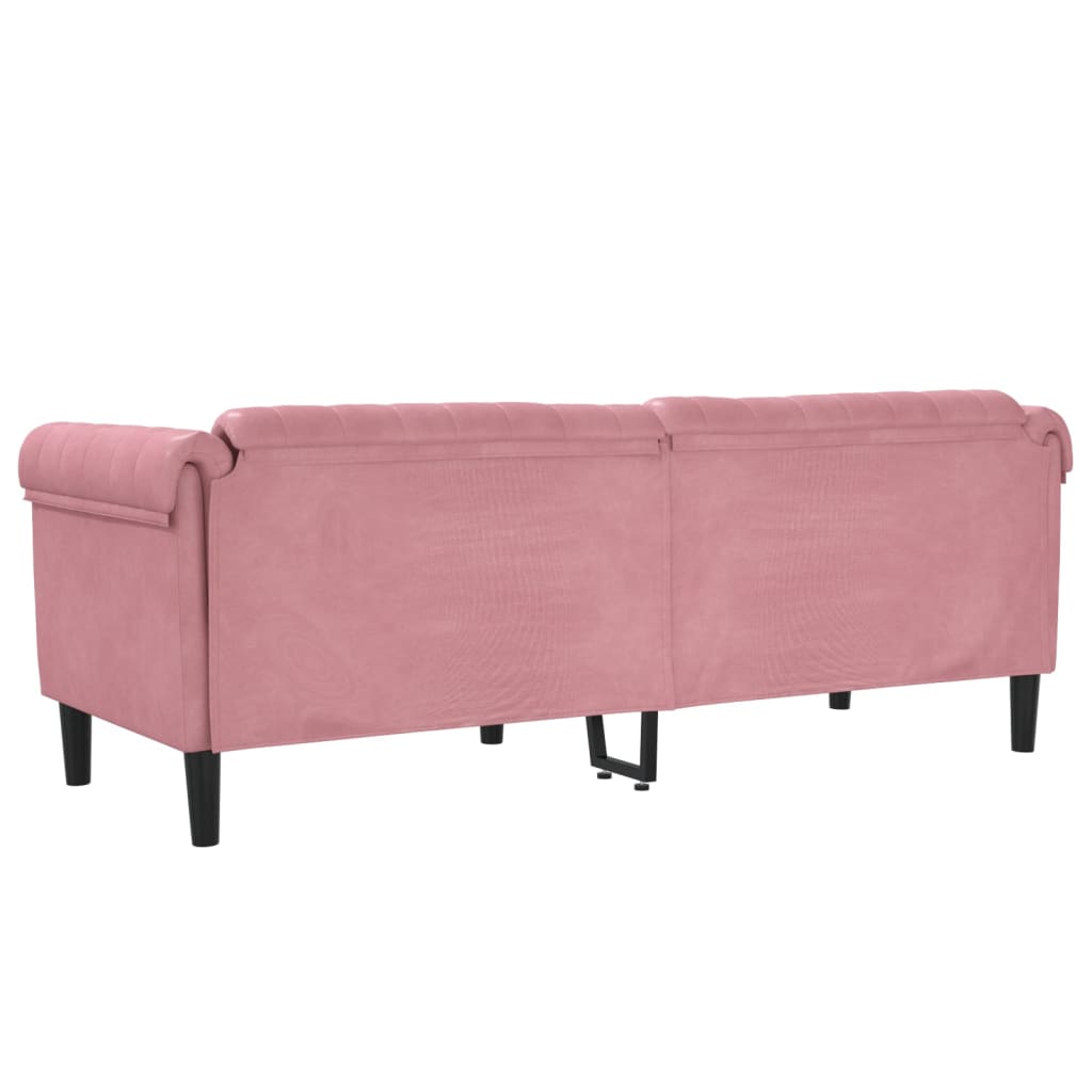Driezitsbank fluweel roze