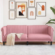 Driezitsbank fluweel roze 203x77x74 cm