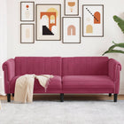 Driezitsbank fluweel wijnrood 203x77x74 cm