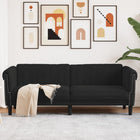 Driezitsbank fluweel zwart 203x77x74 cm