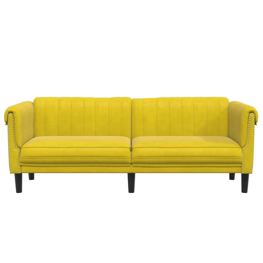 Driezitsbank fluweel geel