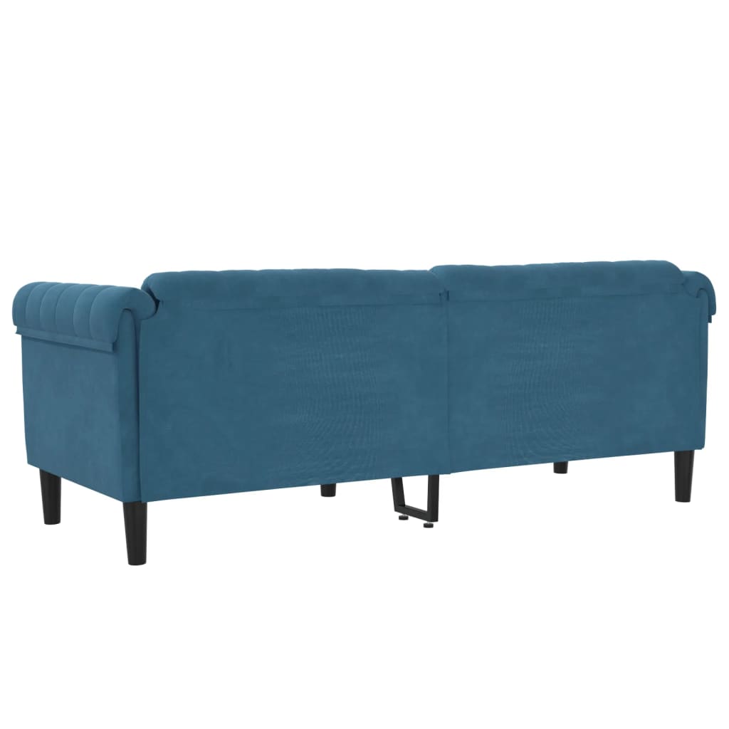 Driezitsbank fluweel blauw
