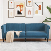 Driezitsbank fluweel blauw 203x77x74 cm