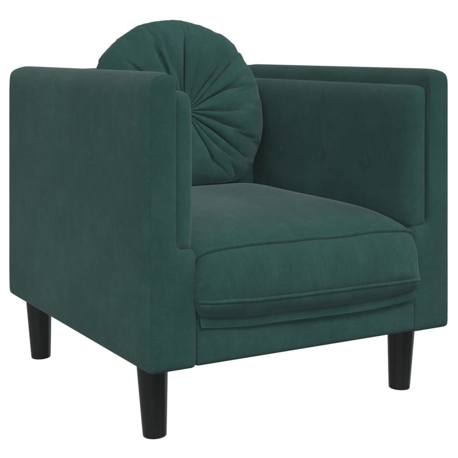 Fauteuil met kussen fluweel donkergroen