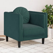 Fauteuil fluweel donkergroen met kussen