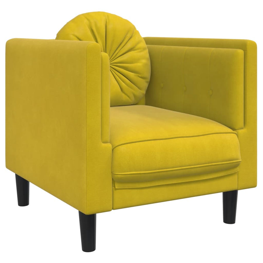 Fauteuil met kussen fluweel geel