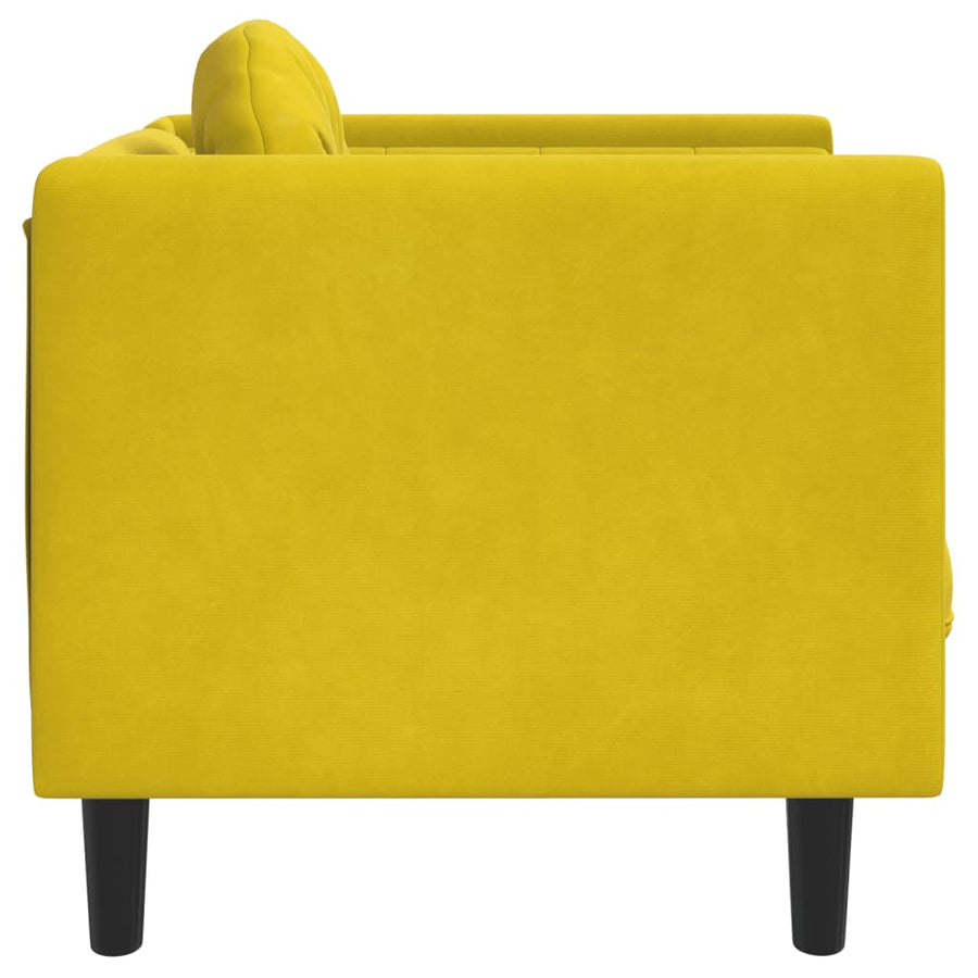 Fauteuil met kussen fluweel geel
