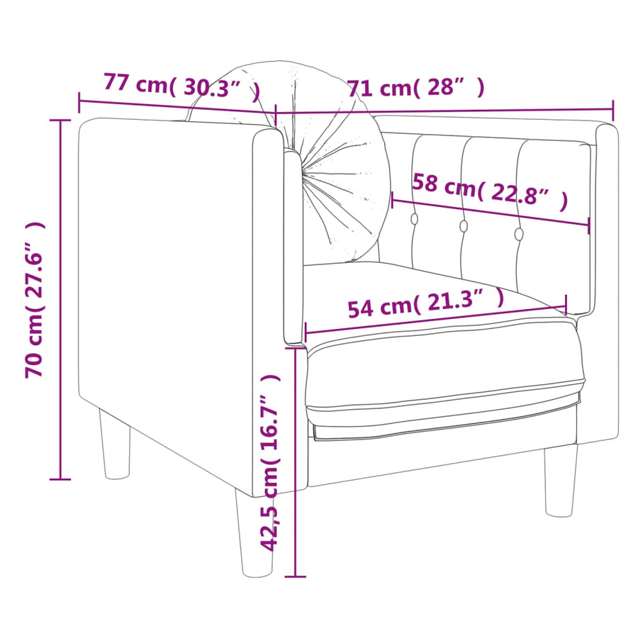 Fauteuil met kussen fluweel geel