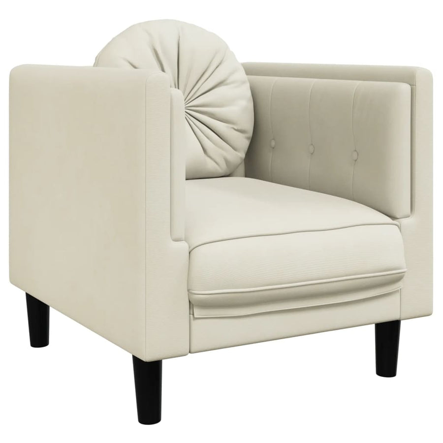 Fauteuil met kussen fluweel crèmekleurig
