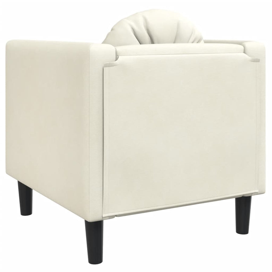 Fauteuil met kussen fluweel crèmekleurig