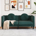 2-seater velvet dark green sofa with cushions