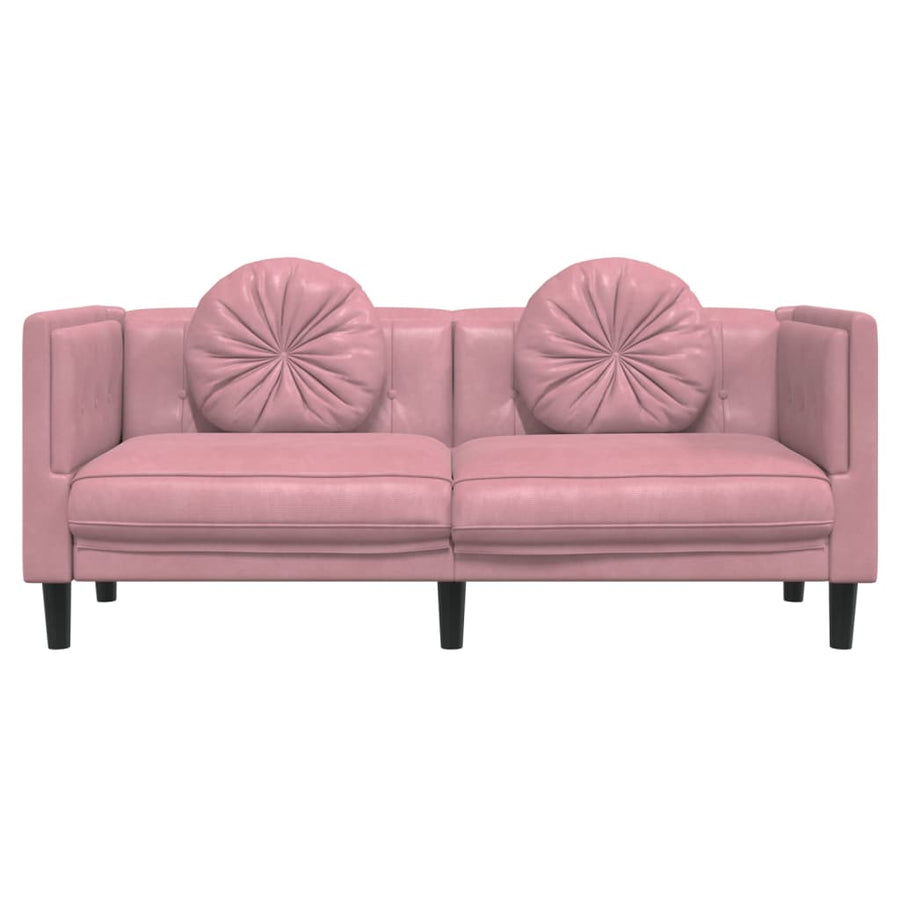 Bank met kussens 2-zits fluweel roze