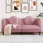 2-seater velvet sofa with cushions - pink