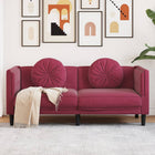2-seater velvet wine red sofa with cushions