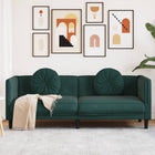 3-seater velvet sofa with cushions, dark green