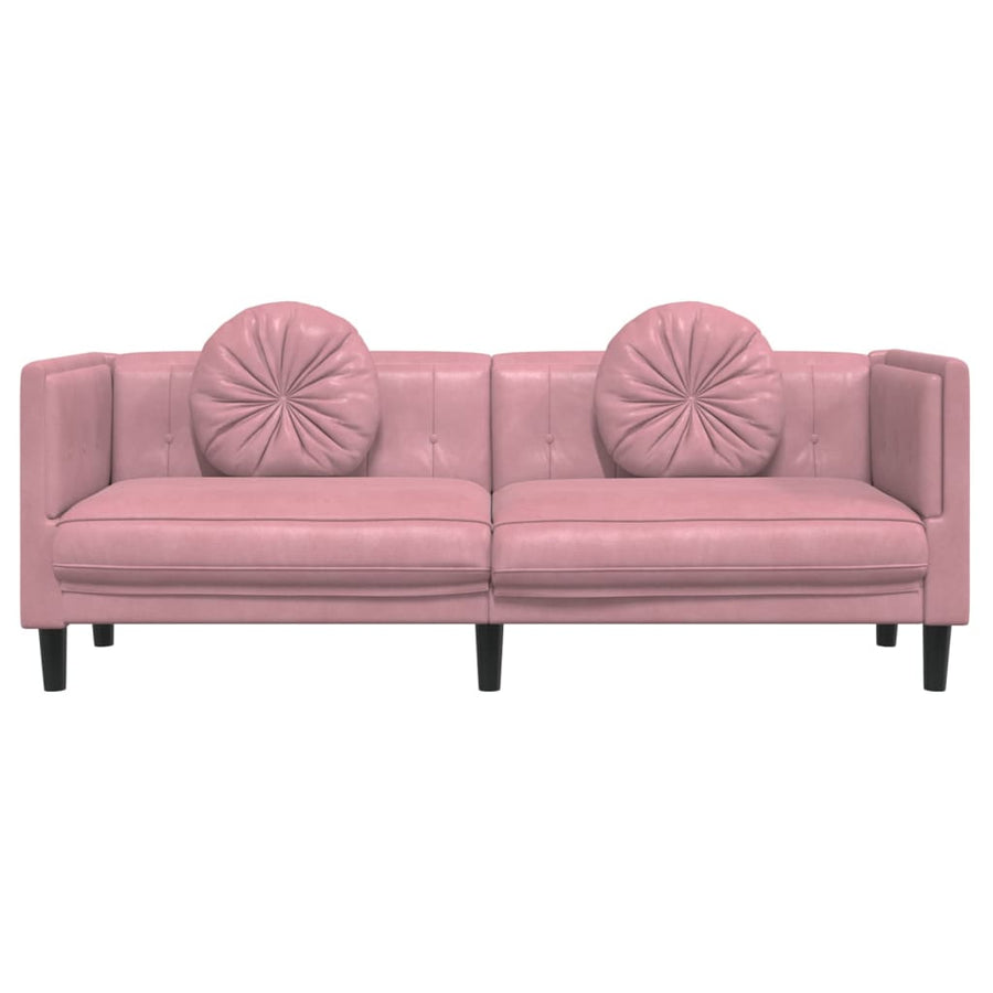 Bank met kussens 3-zits fluweel roze