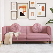 3-Seater velvet sofa with cushions, pink