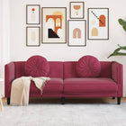 3-seater velvet wine red sofa with cushions